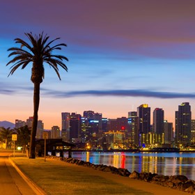 San Diego skyline at sunset